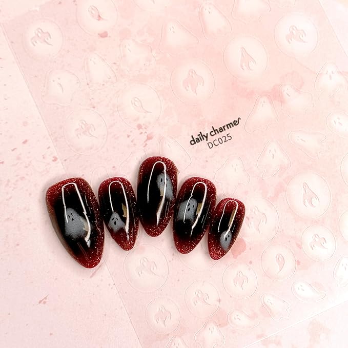 Daily Charme Spooky Airbrush Halloween Sticker Bundle Airbrush Ghost Halloween Nail Art Decal Stickers for Women Girl Self-Adhesive DIY Manicure Sticker Nail Accessories