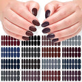 DANNEASY 16 Sheets Dark Nail Wraps for Women Solid | Glitter Nail Polish Stickers Full Nail Polish Strips Gel Nail Strips Self Adhesive Fingernail Sticker Nails with File, Cuticle Stick