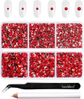 Beadsland 4300pcs Flatback Rhinestones,Light Red Rhinestone Nail Gems Round Crystal Rhinestones for Crafts,Mixed 6 Sizes with Picking Tweezers and Wax Pencil Kit, SS6-SS20,Light Siam