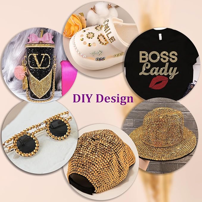 Resin Jelly Rhinestones for Crafting with B7000 Jewelry Glue, 2 Boxes Gold Flatback Crystals with 3Pcs 10ml Glue, Bedazzling Non Hotfix Gems for DIY Tumblers Clothing Shoes Manicure