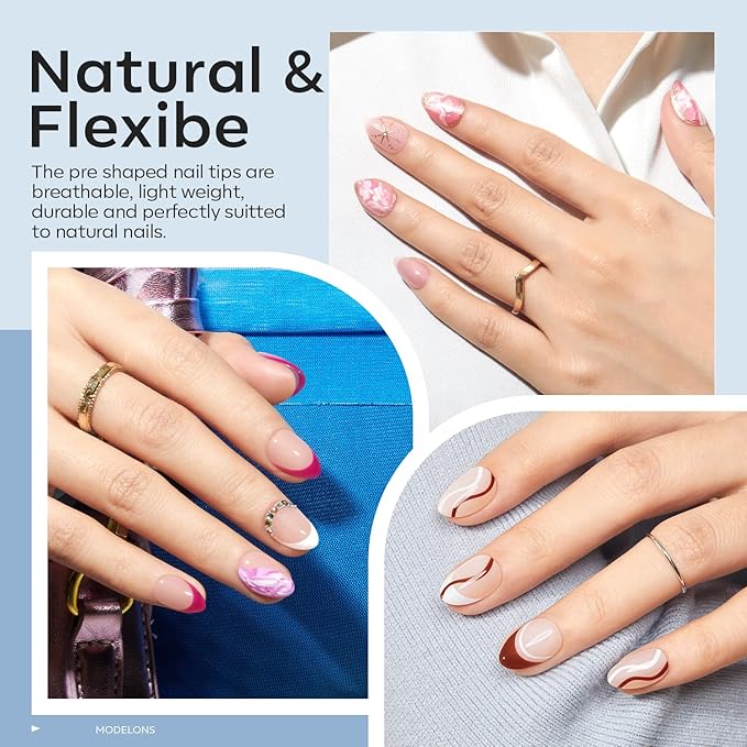 modelones X Nail Gel Kit Extra Short, 9-in-One Nail Glue with Portable U V Lamp 216Pcs 12Sizes Pre-Etched Press ons Fake Acrylic Extension Kit DIY Salon Gift for Women