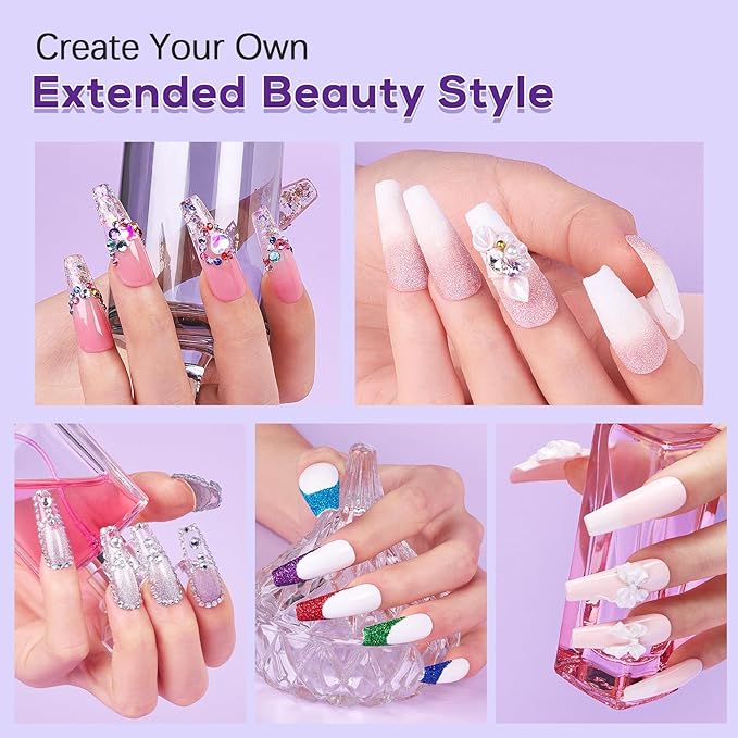 Beginners Nail Kit Acrylic Set: Professional Ultra-fine Acrylic Powder Kit with Everything - Starter Set with 600 Nail Tips Glitter Powder Nail Glue & Remover - Nail Art Supplies for DIY Home Salon