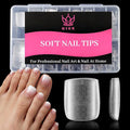 Soft Toe Nail Gel Tips 240 Pcs Full Cover Square Press Ons Clear False Toenails, Pre-Buffed Double Matte Press on Toenails, 15 Sizes Artificial Acrylic Toe Nails Extensions for Home DIY Salon