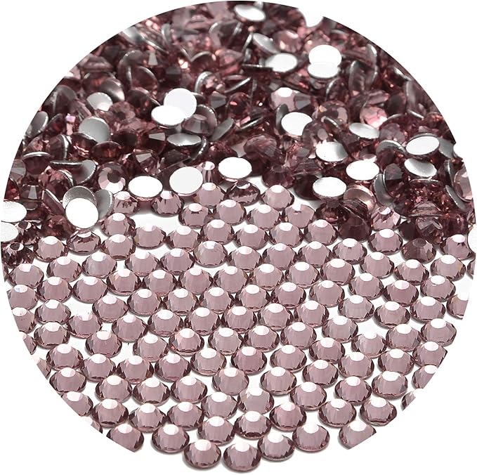 NCB 2880pcs Non Hotfix Flatback Crystals Rhinestones Round Glass Diamonds Charms Gems Stones Beads 3D for Nails Art Craft Jewels Accessories Phone Shoes Decorations (Lt. Amethyst SS16 4.0mm 2880pcs)