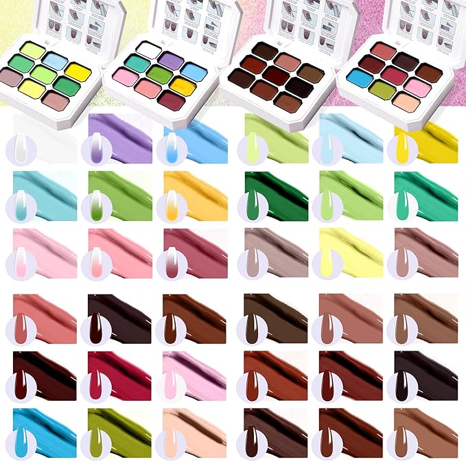 Gradient Painting Gel Set, 6*Plates Ombre Gel Nail Polish Pigment Pat Nails,Long-lasting Silky Texture Highly Saturated French Manicure Soak of UV/Led Home Salon DIY Nail Art G+R+M+A12