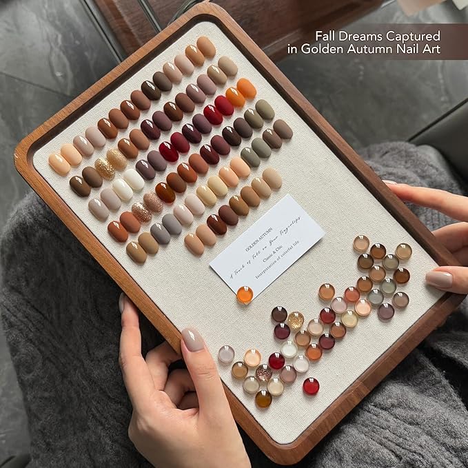 GAOY 42 Pcs Gel Nail Polish Kit, Fall Brown Red Glitter Colors Gel Nail Polish Set with Glossy & Matte Top Coat and Base Coat for Salon and DIY Manicure at Home