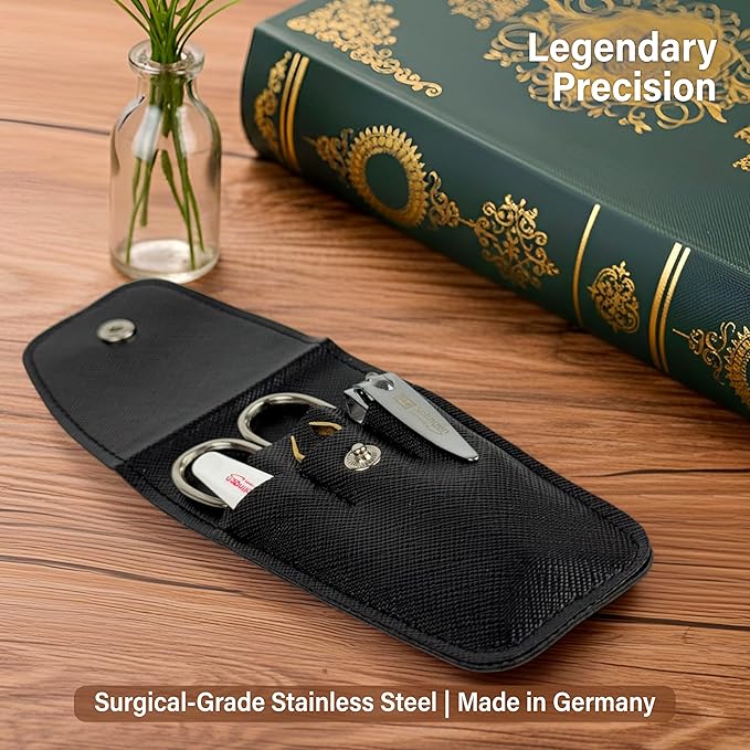 Solingen Manicure & Pedicure Set, Men Women Finger and Toe Nail Clippers Set Professional Manicure Pedicure Kit, Stainless Stell, Eyebrow Tweezers, Scissors, Sapphire Nail File with Travel Case