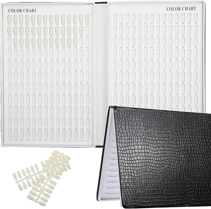 Professional 308 Nail Colors Chart, Black Polish Display Card Book, Nail-Art Salon Display Booklet, Nail Color Swatch Practice Card Design Board