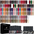 38 PCS Gel Nail Set, 32 Colors Dark Red Brown Grey Earthy Shades Gel Polish Set, with Gold Silver Glitter and Glossy Matte Top Coat, Base Coat Builder gel, for Women Gift Kit