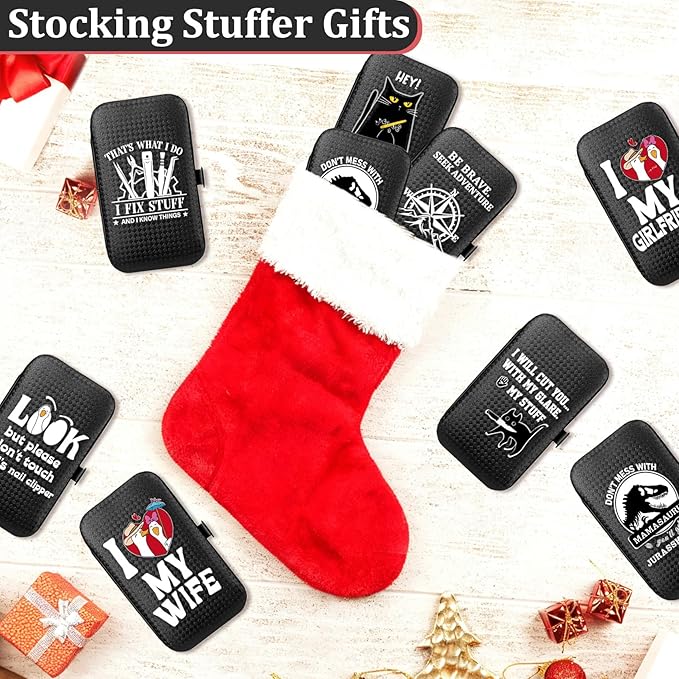 COSHAYSOO Personalized Mens Nail Grooming Kit 7 Pcs with Black Travel Case, Small Useful Funny Valentines Gifts for Coworker Male Manicure Set Nail Clipper Fingernail Care Tools