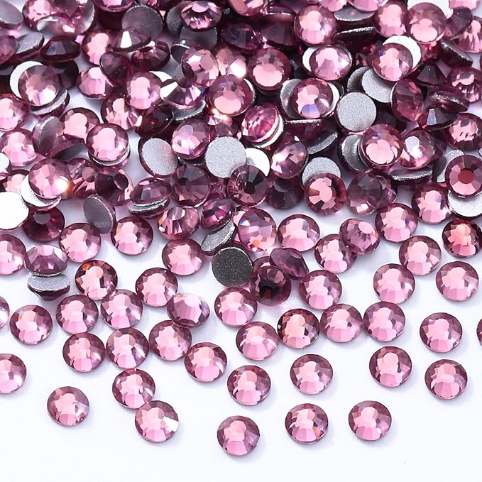 Light Amethyst Flatback Rhinestones, Glass Rhinestones for Nail Art and Craft, Glue Fix, Loose Crystal Gemstones(Lt.Amethyst, SS4, 2880pcs, 1.5-1.7mm)