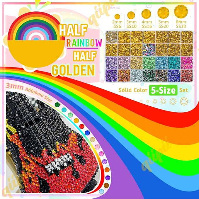 28 Grids Golden Yellow 2-6mm Resin Rhinestones w B7000 Glue for Bedazzling Crafting Colorful Flatback Stones Diamonds Crystals Gems Bedazzler Kit for Nails Face Eyes Makeup Tumblers DIY Crafts