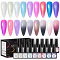 18 Colors Rubber Base Gel Set, Pearlescent Rubber Base Gel Polish for Nails Color Changing Builder Base Nail Gel Brocade 2-in-1 Soak Off Base Gel Nail Strengthener Gifts for Women