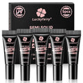 5pcs Super Strong Nail Glue for Press On Nails, Fast-Drying No Lamp Needed, Semi Solid Soft Glue Gel for Acrylic Fake Nails Tips, Mess-Free Precision Mini Tubes 2ml*5, Long Lasting