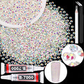 2500PCS SS10/2.8mm Crystal Rhinestones (Transparent AB) with 2Pcs 10ml B7000 Jewelry Glue, Bedazzling Flatback Glass Rhinestones for Crafting, Gems Diomand for Tumbler Shoes Clothing Mugs Nail Art