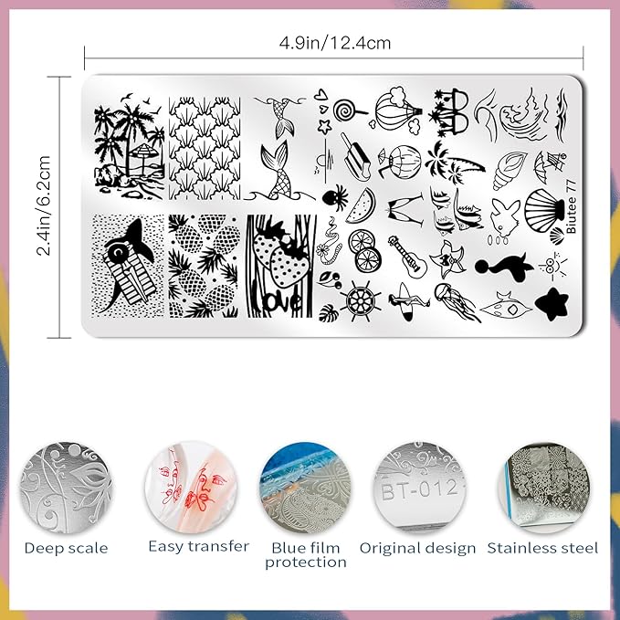 Biutee Nail Stamping Plate Set 12Pcs Nail Art Stamping Plates Nail Stamping Kit Nail Stamper Kit Flower Leaves Animal Lace Star Design Nail Stamp Plate
