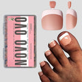 NOVO OVO Fake Toe Nail Tips Press on, French Tip Soft Gel Toenail Extension, ORANGE PINK Square Round Pre-applied Tip Primer & Base Coat, Full Cover Matte False Nails for DIY x 15 Sizes 360Pcs