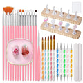 38Pcs Nail Art Brushes Set: Nail Art Tools with Nail Stand Holder, 15Pcs Nail Design Brushes, 5Pcs Dotting Tools, 5Pcs Sculpting Brushes, Resin Palette, Nail File for Painting Nails