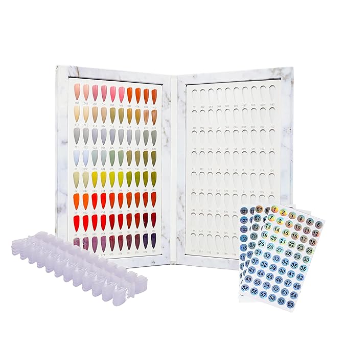 Acycoin2A 160 Nail Color Display Book Chart with 240 Nail Tips UV Gel Polish Color Card Board (A)