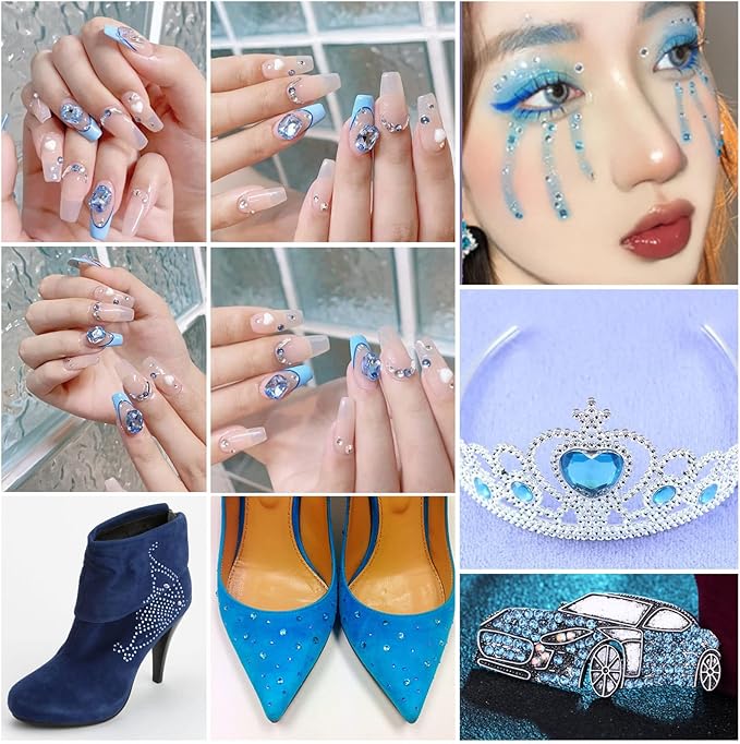 Beadsland Flatback Rhinestones Bulk, 2880pcs Light Blue Rhinestones for Nails Crafts Clothes DIY Decoration, Light Sapphire, SS30, 6.3-6.5mm