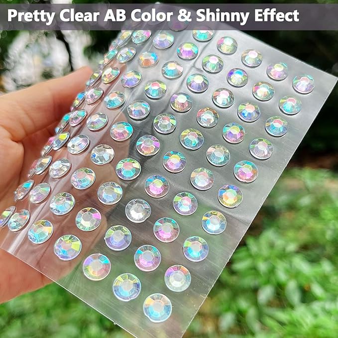 2100Pcs Self Adhesive Pearls and Rhinestone Sticker, Stick on Rhinestone Hair Gems Body Art Stickers Face Pearls Stick on Face Gems for Nail Art, Makeup, Crafts, Scrapbooking