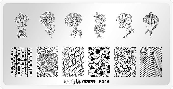 Whats Up Nails - B046 Petal to the Metal Stamping Plate for Nail Art Design