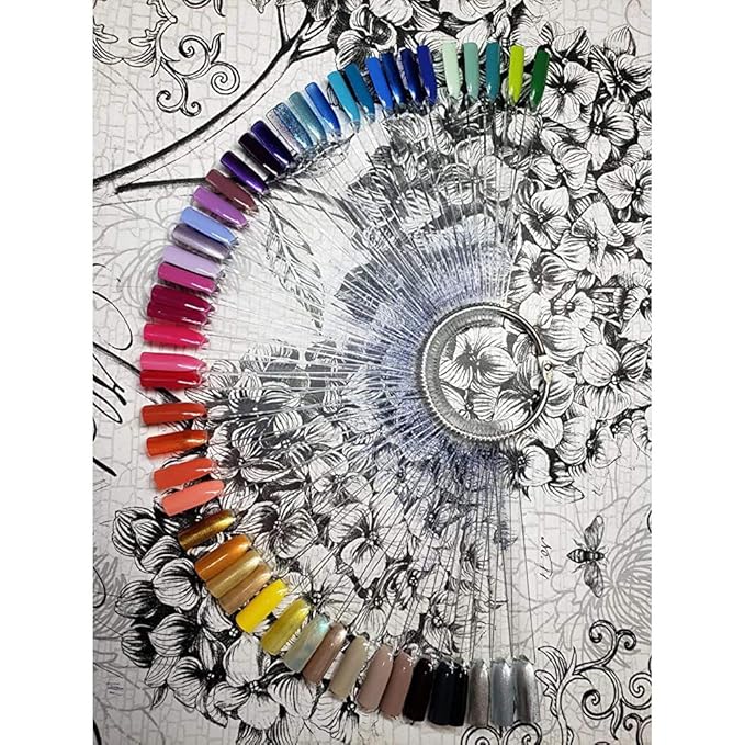 Hedume 12 Set Total 600 Tips Clear Nail Swatches Sticks with Metal Screw Split Ring Holder, Transparent Fan-shaped Nail Art Tips, Nail Art Supplies for Nail Art Polish Display and Home DIY