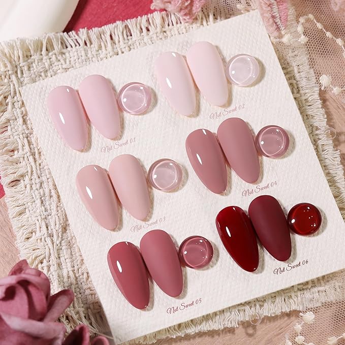 BORN PRETTY Nude Gel Nail Polish,Nude Pink Red Skin Tone Natural Colors Gel Polish Kit for Salon Manicure and Nail Art DIY at Home Valentine's Day Gift