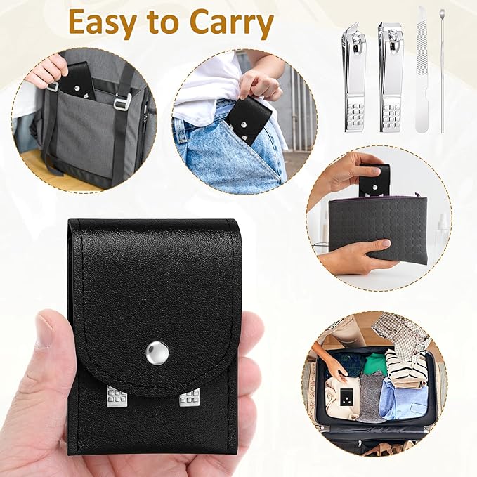 24 Set Travel Manicure Set Nail Kit Women Nail Clipper Kits Manicure Kit for Women Men Stainless Steel Pedicure Sets with Black Travel Case Portable Grooming Kits Gifts for Nails Care Gifts