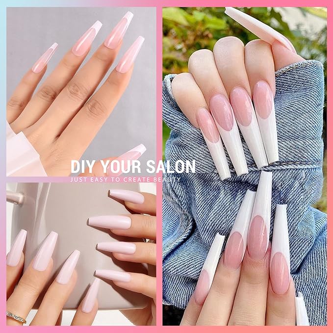 Ranrose Long Coffin Nails Tips: 240pcs XXL Acrylic Nails Clear C Curve Coffin False Nail, Full Cover Fake Nails for Nail Extension, 12 Sizes