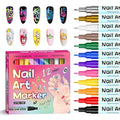 Waterproof Nail Art Pen, 12 Colors Nail Art Pen Set, 0.5mm Precision Control, Quick Drying Markers for & DIY, Complete Kit with Fine Tip Pens