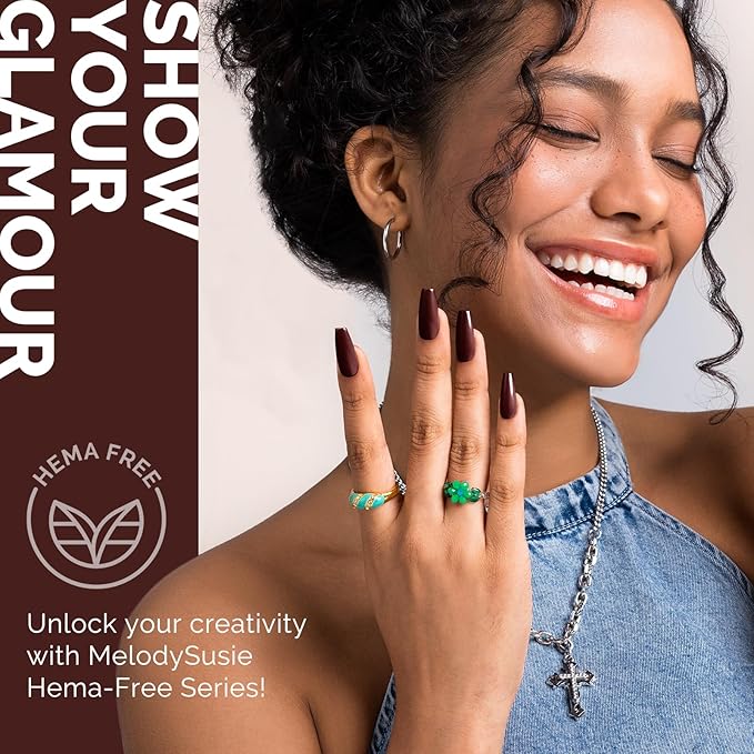 MelodySusie Hema Free Gel Nail Polish, 0.5 Fl Oz Thick Red Brown Gel Polish, Non Toxic, Long Lasting, Soak Off UV Nail Polish, Manicure Nail Design Salon DIY Nail Art at Home 077