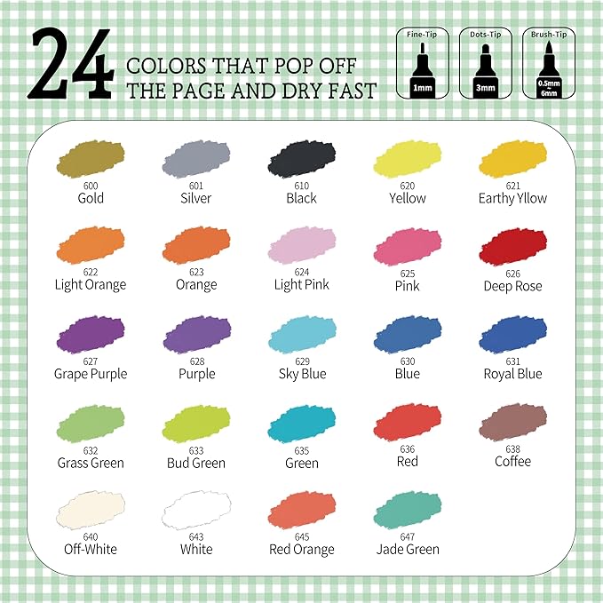 Nail Art Pens 24 Color Set Nail Polish Pens Marker, Acrylic Paint Markers with 3 Types of Pen Tips (0.5/1.0/3.0mm) Non-Toxic Quick-Drying Waterproof for Women DIY Nails Art Design Manicure Tools