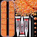 Resin Jelly Rhinestones for Crafting with B7000 Jewelry Glue, 1 Box Orange AB Flatback Crystal with 3Pcs 10ml Glue, Bedazzling Non Hotfix Gems for DIY Tumblers Clothing Shoes Manicure