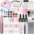 Acrylic Nail Kit for Beginners with Everything nail drill with lamp 6pcs powder with 3pcs gel nail polish for Women Home DIY