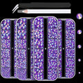 7000PCS Resin Rhinestones with Tweezers for Crafting, 2/3/4/5/6mm Flatback Jelly Rhinestones, 4 Box Dark Purple AB Non Hotfix Crystal Gems for DIY Crafts Mugs Tumblers Clothes Makeup Nail