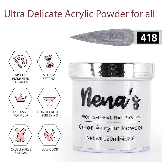 Nena's Superior Sculpting Powder Professional Acrylic Nail System wide color palette 4.0 oz (418)