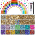 28 Grids Champagne Gold 2-6mm Resin Rhinestones w B7000 Glue for Bedazzling Crafting Colorful Flatback Stones Diamonds Crystals Gems Bedazzler Kit for Nails Face Eyes Makeup Tumblers DIY Crafts