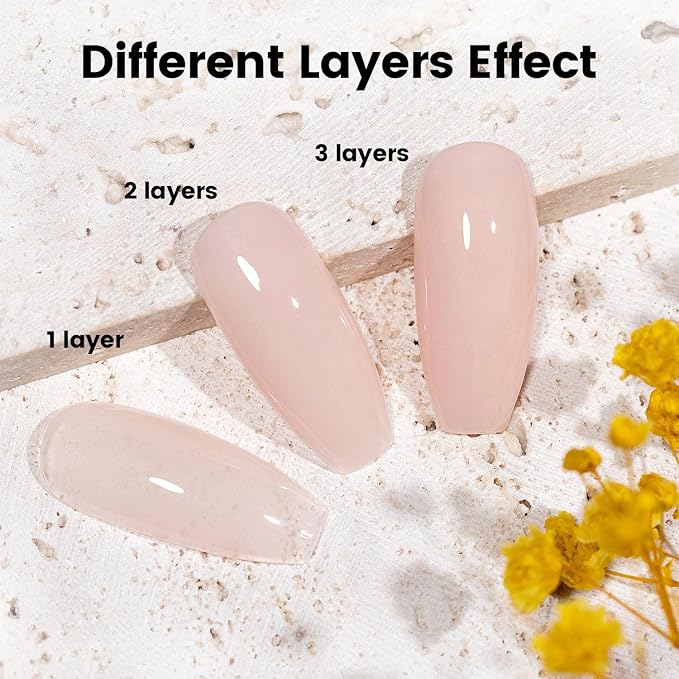 RARJSM Nude Gray Pink Rubber Base Gel Polish Skin Tone Jelly Rubber Base Gel for Nails Natural Clear Color French Manicure Brush on Extend Buidler Gel Soak Off Curing Requires 15ml Salon Home DIY Use