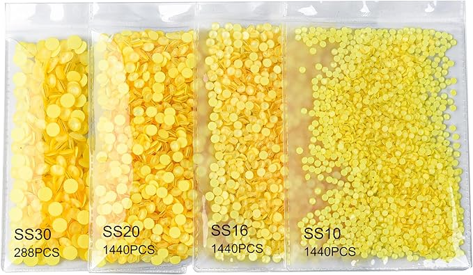 Blinginbox Flatback Rhinestones Round Gems, 288pcs Luminous Series Glass Stones Neon Gems Non Hotfix Crystal Rhinestones for Nail Charms Crafts Clothes Tumblers,Yellow Neon,SS30.