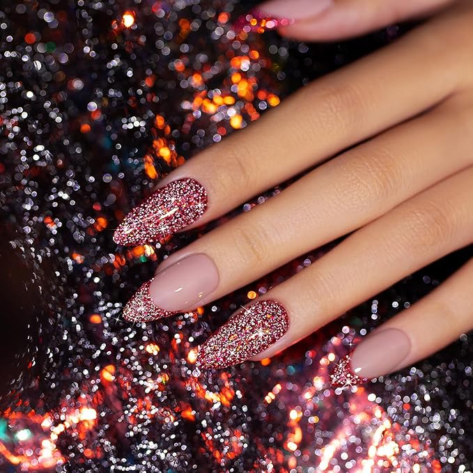 RARJSM Reflective Glitter Gel Polish Red Disco Glitter Gel Christmas Sparkling Glitters Iridescent Shimmer Sparkle Diamond Gel Polish Soak off Nail Art Manicure Salon DIY at Home 1PCS 7.5ML