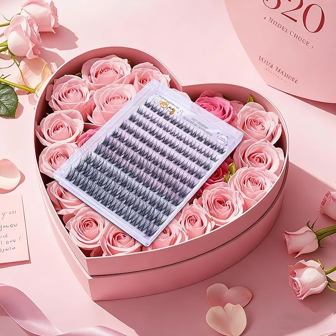 Self Adhesive Eyelashes, Individual Lashes Clusters for Fluffy Lash Clusters Kit, Pre Lash Glue Wispy Cluster Eyelash Extensions Kit Easy to Apply 120 PCs 8mm 10mm 12mm 14mm
