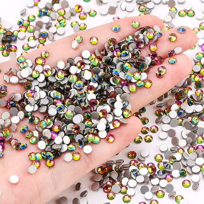 Novani Rhinestones 1440pcs SS20 Glass Rhinestones Crystal Flatback Gemstones for Crafts Nails Makeup Bags and Shoes Decoration（SS20, Rainbow）