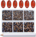Bymitel Hotfix Crystal Rhinestones Round Gems for Crafts,Mixed 6 Sizes with Wax Pencil Kit, Smoked Topaz1.3-3.2mm(SS3-SS12/8000pcs)