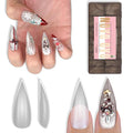 NOVO OVO Sharp Stiletto Pointed Medium Long Nail Tips Press on, Extra Thick Soft Gel Double Matte Clear Fake Nail Extension, Full Cover False Nails for Salon DIY x 16 Sizes 480 pcs