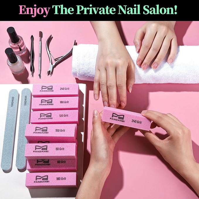 FANDAMEI Nail Buffer Block, 10 PCS Nail Buffer with Different Grit, Buffing Block, Cuticle Trimmer, Nail Tools, Manicure Tools, Nail Care Kit