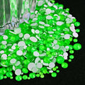 Flatback Glass Rhinestones,Bedazzler Gems Non Hotfix Crystal Rhinestones for Crafts Nail Charms Clothes Tumblers,Green Neon,Mixed Size,35g