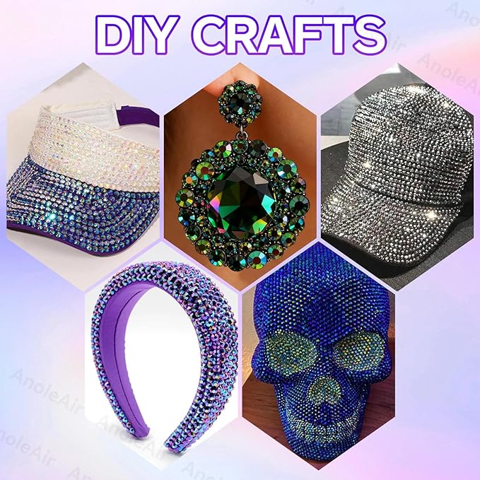 26000PCS Black AB Blue Purple Resin Flatback Rhinestones for Crafting, Resin Rhinestones for Bedazzling Kit, 2/3/4/5/6mm Flatback Gems Jewels for DIY Mugs Tumblers Clothing Shoes Nail Art