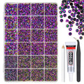 Vibrant Purple AB Resin Rhinestones w B7000 Glue for Bedazzling Crafting 2mm 3mm 4mm 5mm 6mm Flatback Jelly Stones Diamonds Gems Bedazzler Kit for Nails Face Eyes Makeup Tumblers Bottles Crafts