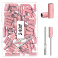 BLESWIN 100pcs Small Sanding Bands for Nail Drill Bit, 240 Fine Grit with 2pcs 3mm Drill Bits, Mini Grit Sanding Bands with Polishing Natural Nails and Cleaning Cuticle for Preparation, Pink
